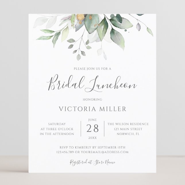 Budget Eucalyptus Leaves Bridal Luncheon Invites (Creator Uploaded)