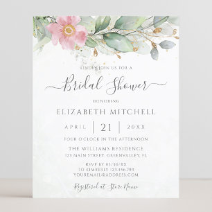 Budget Eucalyptus Leaves Bridal Shower Invitation