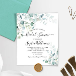 Budget Eucalyptus Leaves Bridal Shower Invitation