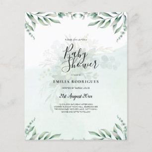 Budget Eucalyptus Leaves Greenery Wedding QR CODE Flyer