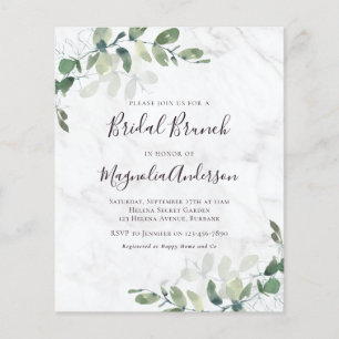 Budget Eucalyptus Marble Bridal Brunch Invitation