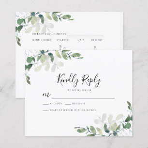 BUDGET Eucalyptus Menu Choice RSVP Card