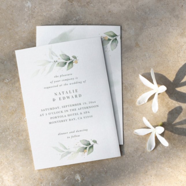 budget Eucalyptus modern minimal elegant wedding Card (Creator Uploaded)