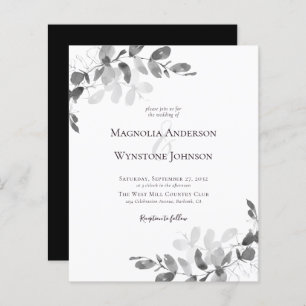 Budget Eucalyptus Monochrome Wedding Invitation