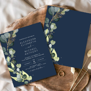 Budget Eucalyptus Navy Blue Greenery Wedding