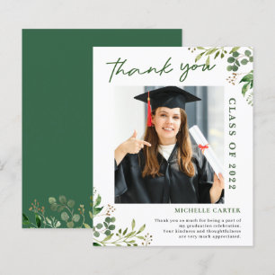 Budget Eucalyptus Photo Graduation Thank You Card