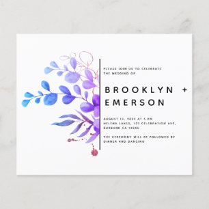 BUDGET Eucalyptus Purple Wedding Invitation