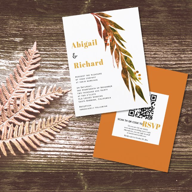 BUDGET eucalyptus, QR code RSVP wedding invitation (Creator Uploaded)