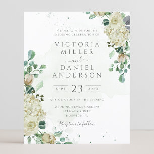 Budget Eucalyptus Rose Greenery Wedding Invitation