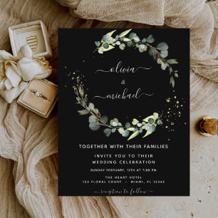 Budget Eucalyptus Rustic Black Wedding Invitation Flyer