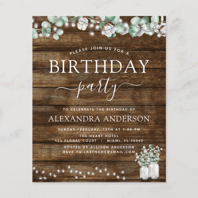 Budget Eucalyptus Rustic Bridal Shower Lights (Front)