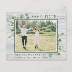 Budget Eucalyptus Rustic Photo Save The Date