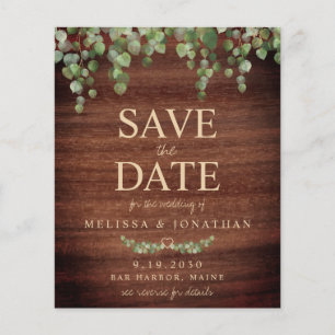 Budget Eucalyptus Rustic QR Code Save The Date 