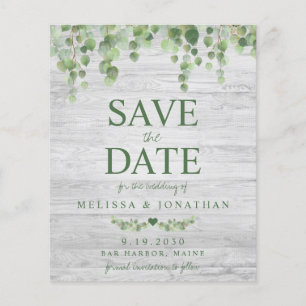 Budget Eucalyptus Rustic Save The Date Postcard