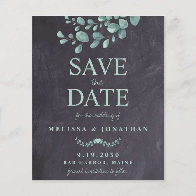 Budget Eucalyptus Rustic Save The Date Postcard (Front)