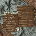 Budget Eucalyptus Rustic Wedding Invitations<br><div class="desc">Budget Rustic Country Outdoors on Dark Wood with Greenery Eucalyptus and Cotton with Jars on String Light Spring,  Summer,  Autumn or Fall Wedding Invitations - includes beautiful and elegant script typography for the special celebration.</div>