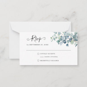 BUDGET Eucalyptus Sage Green RSVP Spring Wedding Card