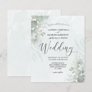Budget Eucalyptus Sage Green Wedding Invitation