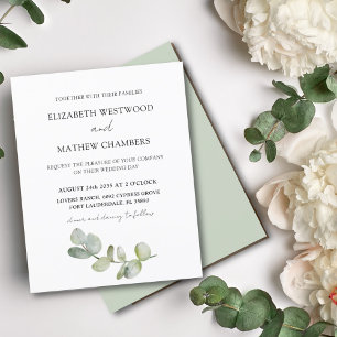 Budget Eucalyptus Sage Green Wedding Invitation