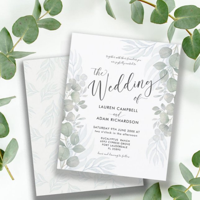 Budget Eucalyptus Sage Green Wedding Invitation (Creator Uploaded)
