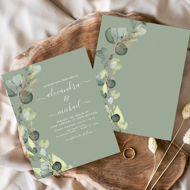 Budget Eucalyptus Sage Green Wedding Invitation (Creator Uploaded)