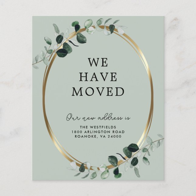 Budget Eucalyptus Sage New Address Announcement (Front)