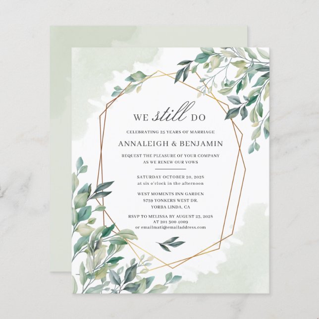 Budget Eucalyptus Script Wedding Vow Renewal (Front/Back)
