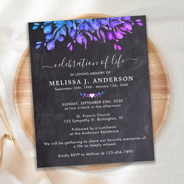 Budget Eucalyptus Slate Celebration Of Life Invite (Creator Uploaded)