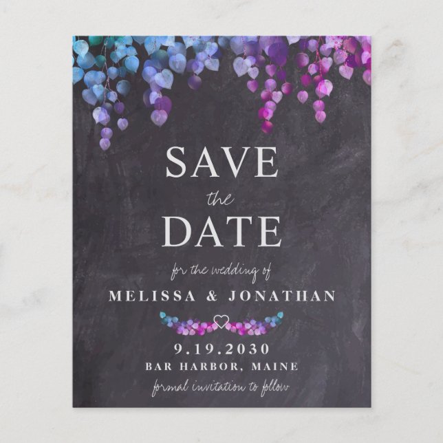 Budget Eucalyptus Slate Save The Date Postcard (Front)