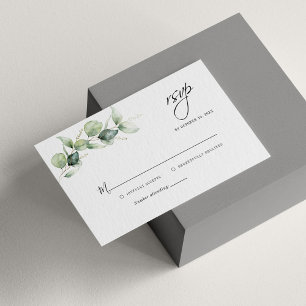 Budget Eucalyptus Succulent Wedding RSVP Card