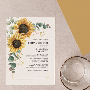 Budget Eucalyptus Sunflower Bridal Shower Invite
