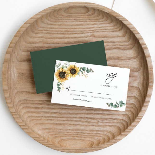 Budget Eucalyptus Sunflower Wedding RSVP Card (Creator Uploaded)