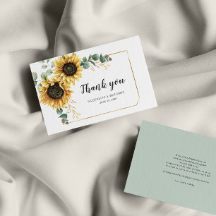 Budget Eucalyptus Sunflower Wedding Thank You Card