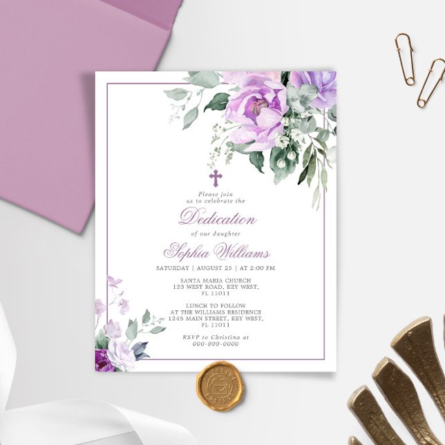 Budget Eucalyptus Violet Dedication Invitation (Creator Uploaded)