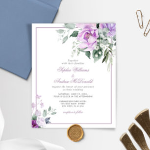 Budget Eucalyptus Violet Flower Wedding Invitation