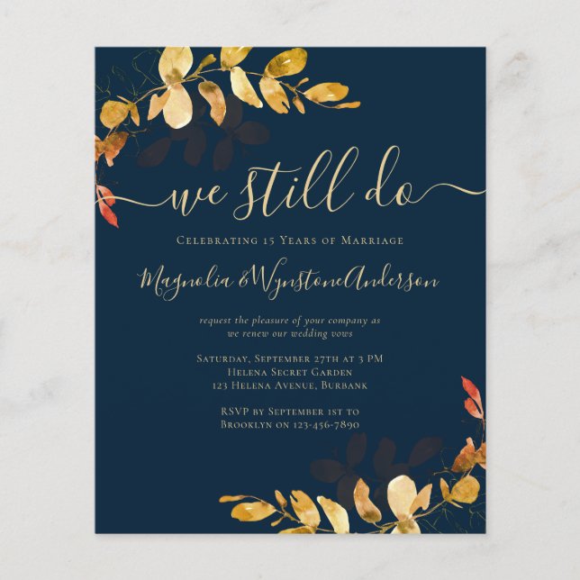 Budget Eucalyptus Vow Renewal Invitation (Front)