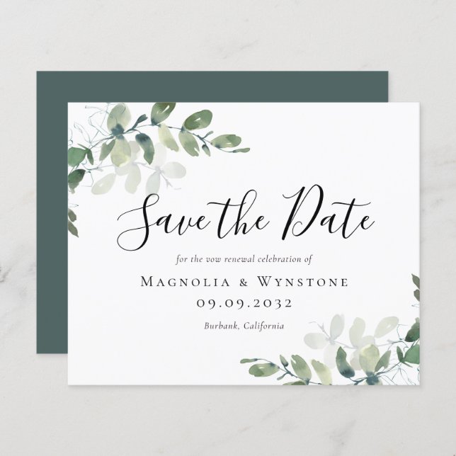 BUDGET Eucalyptus Vow Renewal Save The Date (Front/Back)