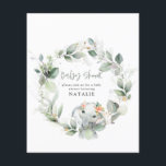 BUDGET eucalyptus watercolor foliage baby shower Flyer<br><div class="desc">budget stylish eucalyptus cute elephant foliage baby shower invitation.</div>
