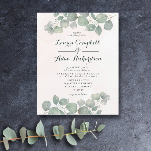 Budget Eucalyptus Watercolor Green/Orange Wedding (Creator Uploaded)