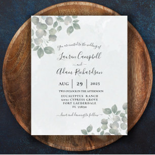 Budget Eucalyptus Watercolor sage green Wedding