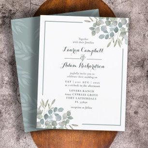 Budget Eucalyptus  Watercolor Wedding Invitation