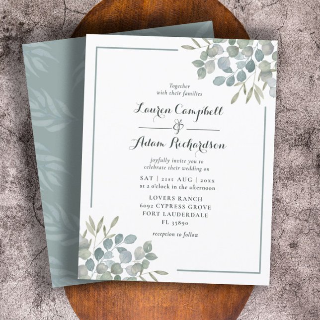 Budget Eucalyptus  Watercolor Wedding Invitation (Creator Uploaded)