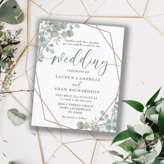 Budget Eucalyptus Watercolor Wedding Invitation (Creator Uploaded)