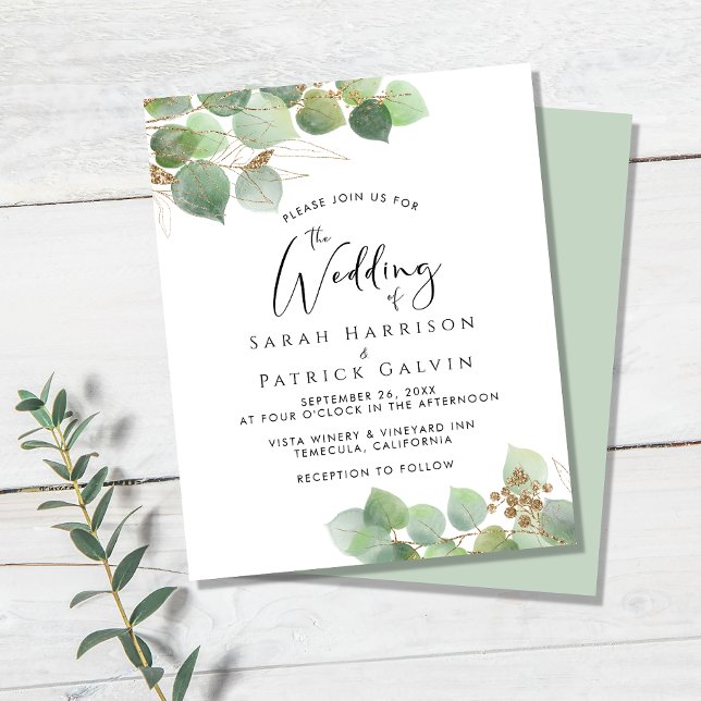 Budget Eucalyptus Watercolor Wedding Invitation (Creator Uploaded)