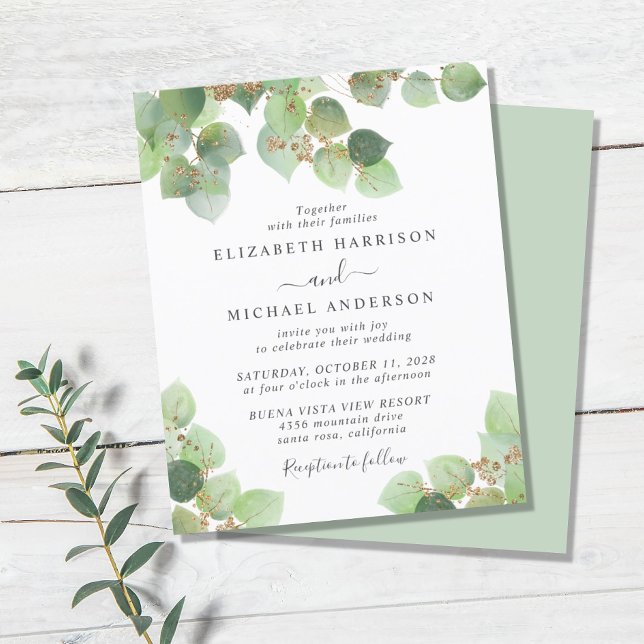 Budget Eucalyptus Watercolor Wedding Invitation (Creator Uploaded)
