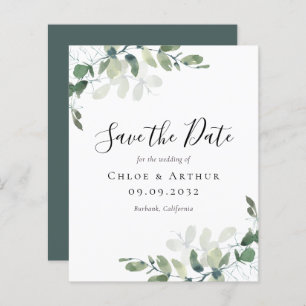 BUDGET Eucalyptus Watercolor Wedding Save The Date