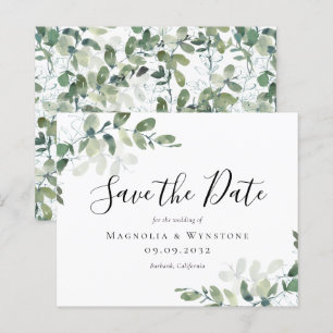 BUDGET Eucalyptus Watercolor Wedding Save The Date
