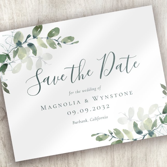 BUDGET Eucalyptus Watercolor Wedding Save The Date (Creator Uploaded)