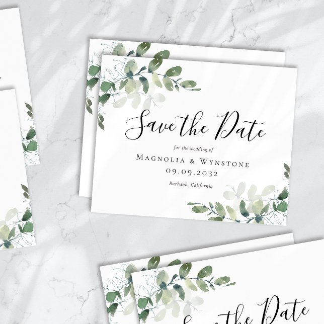 BUDGET Eucalyptus Watercolor Wedding Save The Date (Creator Uploaded)