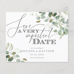 BUDGET Eucalyptus Watercolor Wedding Save The Date